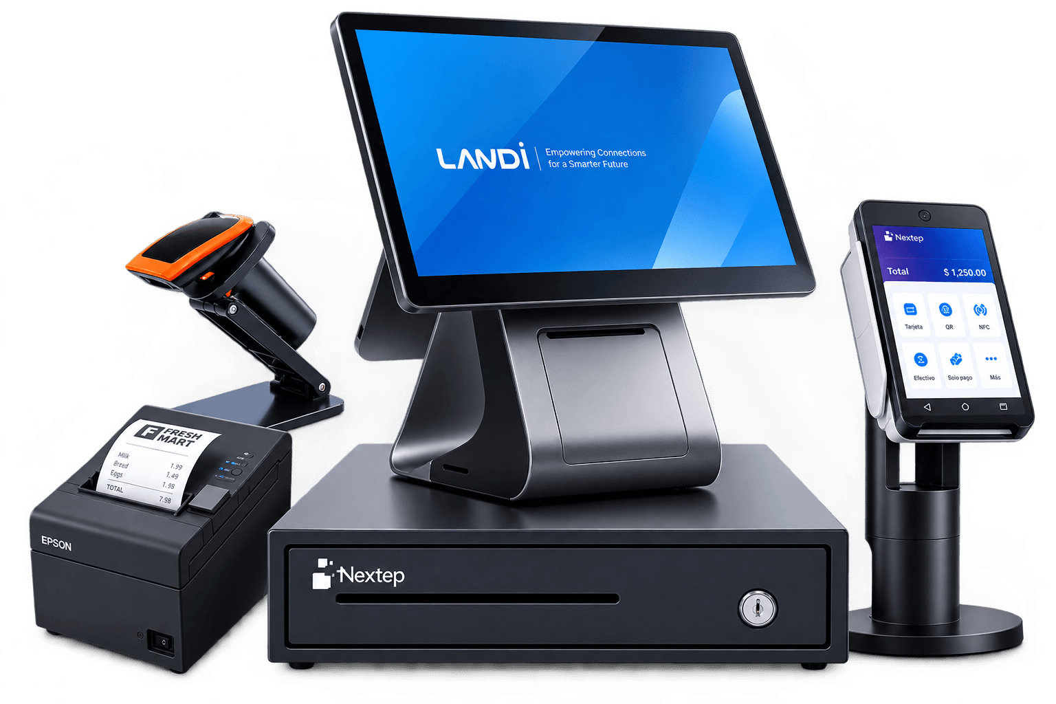 Punto de venta LANDI con terminal de pago